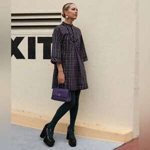 Tuckernuck Aubergine Tartan Indre Dress Purple Plaid A Line Mini Size Small